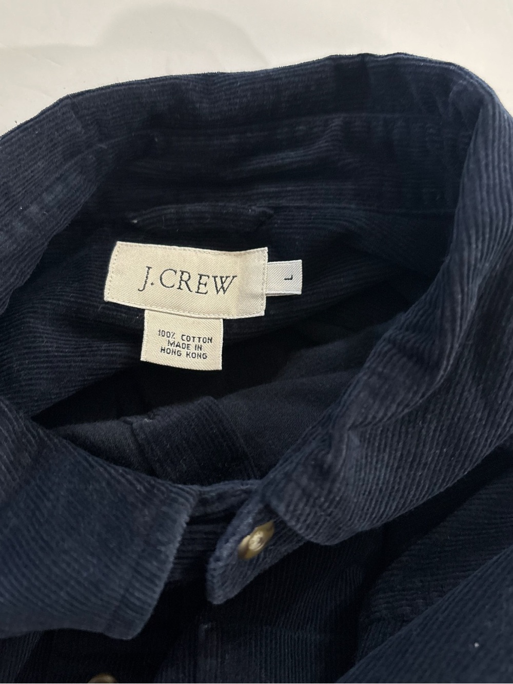 J.Crew Men's L Navy Corduroy Button Down Shirt Cotton Preppy Classic Casual - Picture 5 of 8